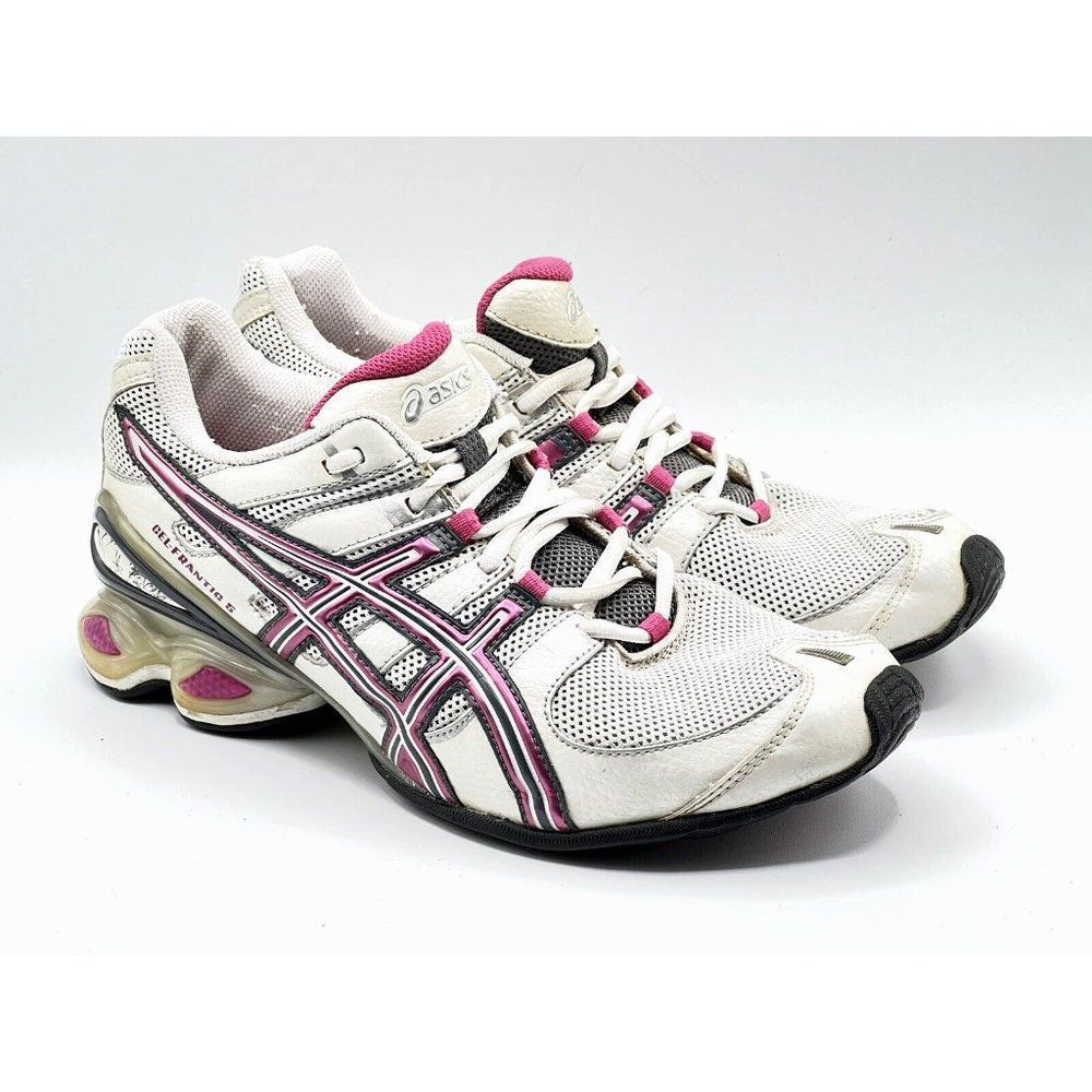 Asics Gel-Frantic 5 White Pink Athletic Running Shoes Women's Size 10 T0D9N
